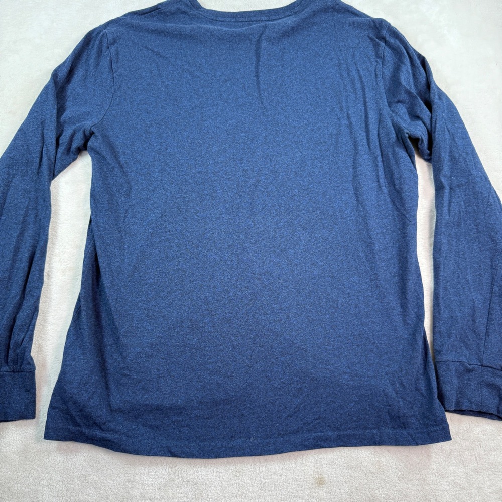 Polo Ralph Lauren Mens Long Sleeve T-Shirt Navy Blue Heather Red Pony Size L - Picture 5 of 7